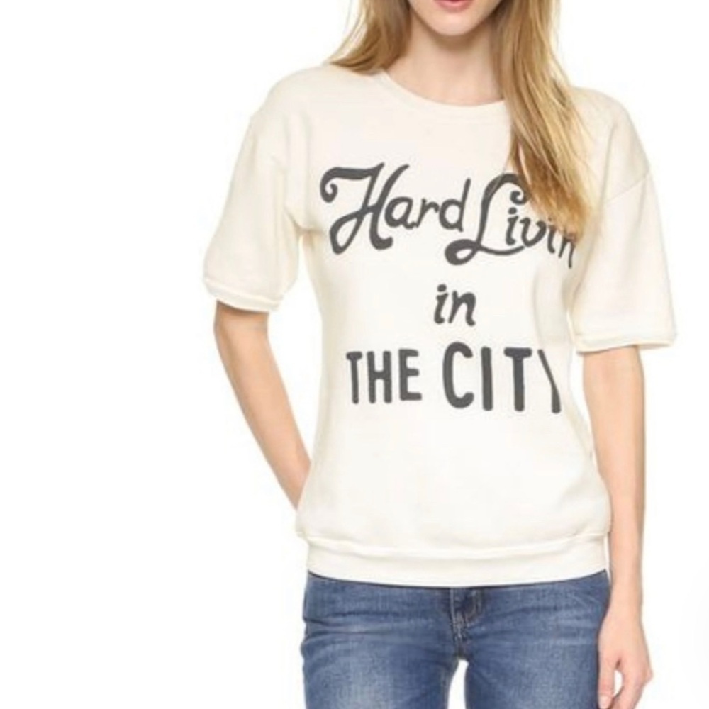 Wildfox Hard Livin' Cream frenchie Sweater new with tag